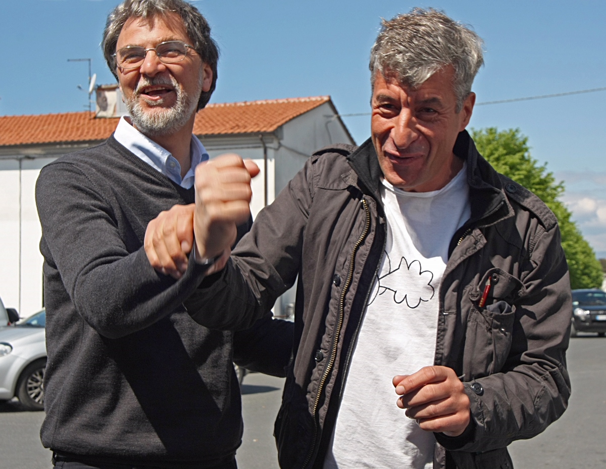 Massimo Bottura e Maurizio Cattelan insieme all'Accademia di Belle Arti di Carrara